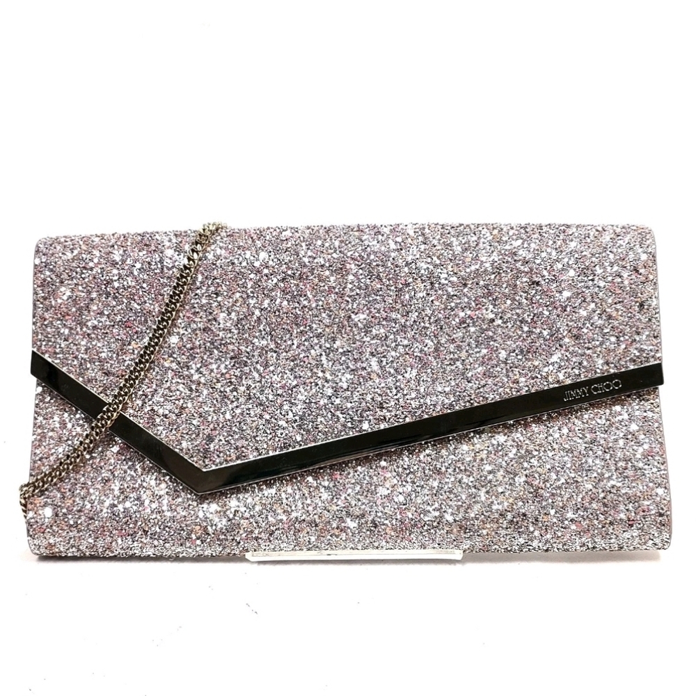 Jimmy Choo Pink Glitter Clutch Bag